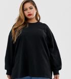 Asos Design Curve Super Oversized Lightweight Sweat With Side Splits In Black