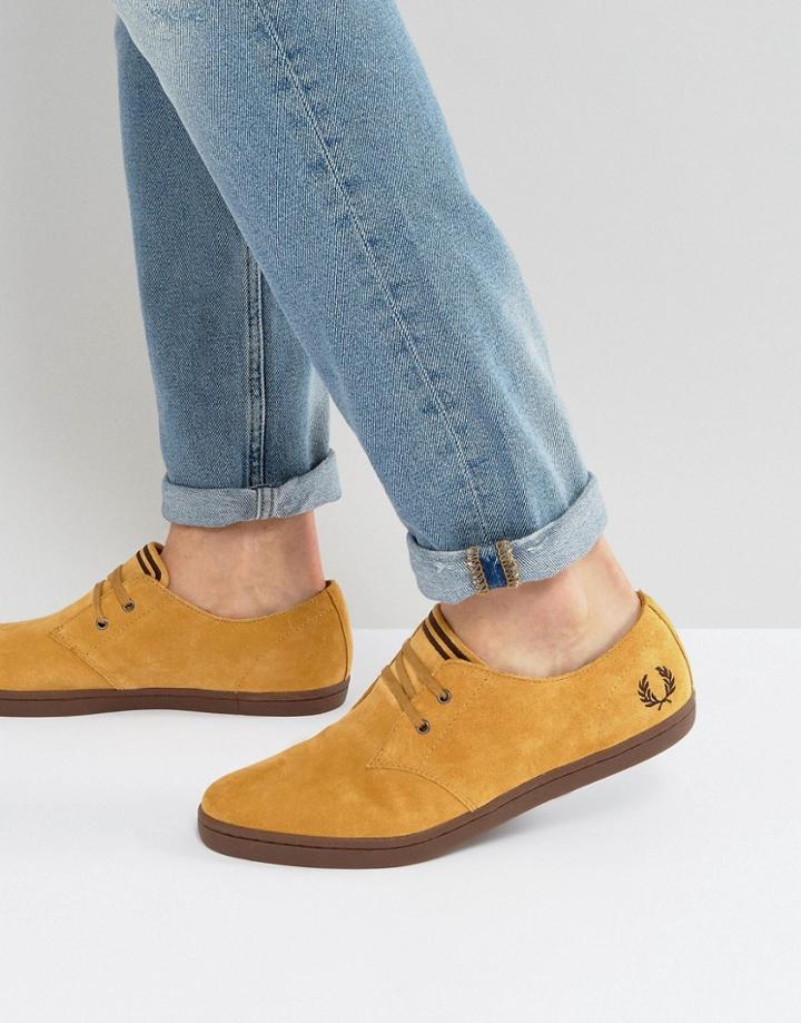 Fred Perry Byron Low Suede Sneakers In Sand - Tan
