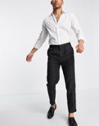 New Look Tapered Pleated Smart Pants In Black Pupstooth Check