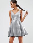Asos Night High Apex Bonded Mini Prom Dress - Silver