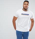 Asos Design Plus T-shirt With Rainbow Neck Trim And Yasss Text Print - White