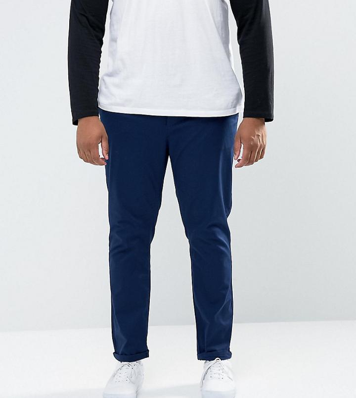 Asos Plus Slim Chinos In Dark Navy - Blue