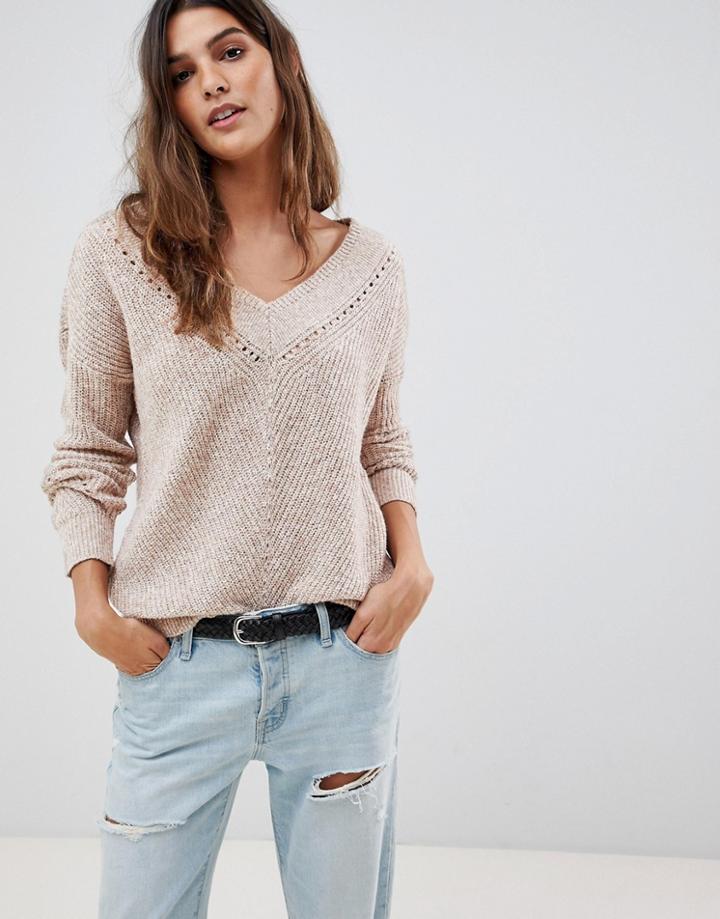 Abercrombie & Fitch V Neck Cropped Knit-gray