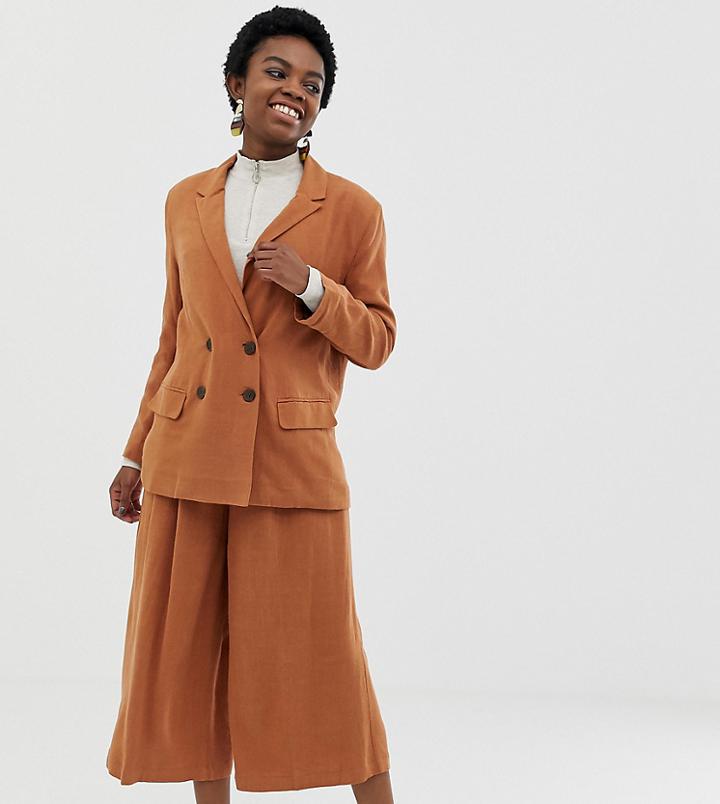 Asos Design Petite Gutsy Linen Relaxed Blazer - Brown