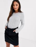 Pieces Long Sleeve Jersey Marl Top-gray