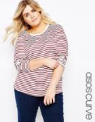 Asos Curve Long Sleeve Top In Textured Stripe