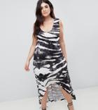 Religion Plus Dip Hem Tank Dress In Zebra Print - Gray