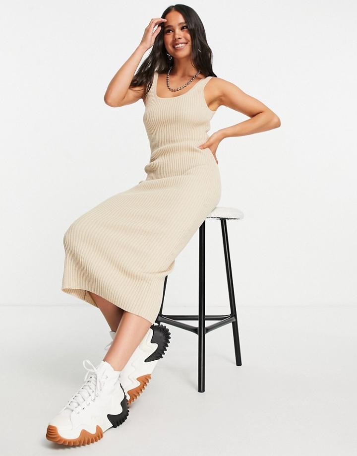 Weekday Camilla Organic Cotton Tank Midi Dress In Mole-neutral