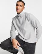 Topman Twill 1/4 Zip Sweatshirt In Gray-grey