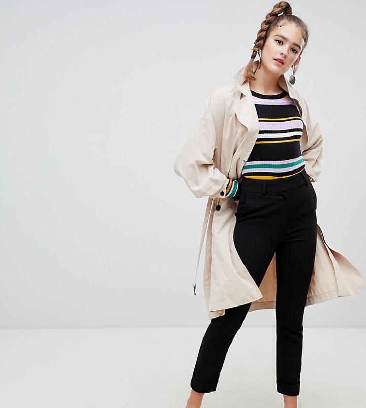 Monki Slim Pants In Black - Black