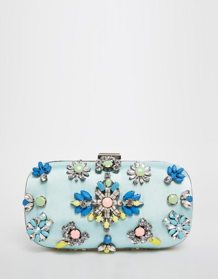 Asos Jewelled Box Clutch Bag - Blue