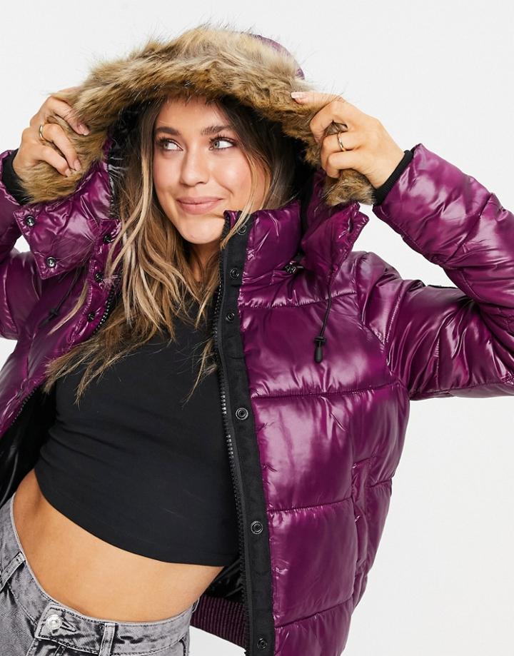 Superdry Toya Hi-shine Padded Bomber Jacket In Green