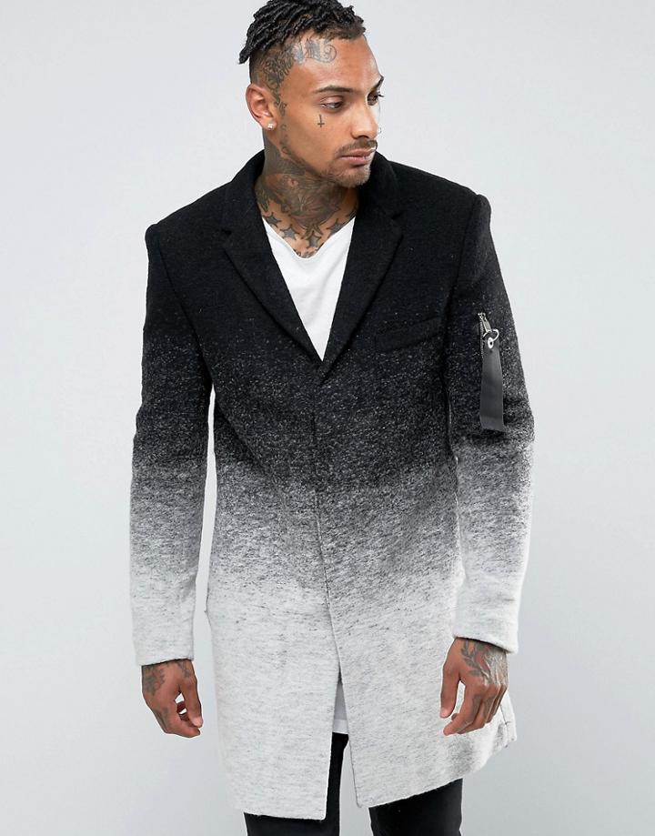 Sixth June Overcoat In Dip Dye - Black