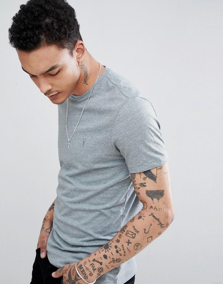 Allsaints T-shirt In Gray With Logo - Green