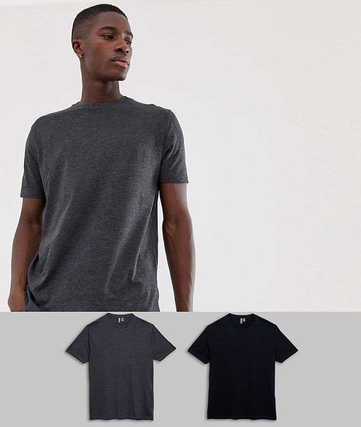 Asos Design Relaxed T-shirt With Crew Neck 2 Pack Multipack Saving - Multi