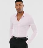 Asos Design Tall Muscle Viscose Shirt In Light Pink