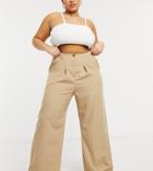 Native Youth Plus High Waist Pleated Very Wide Leg Pants-neutral