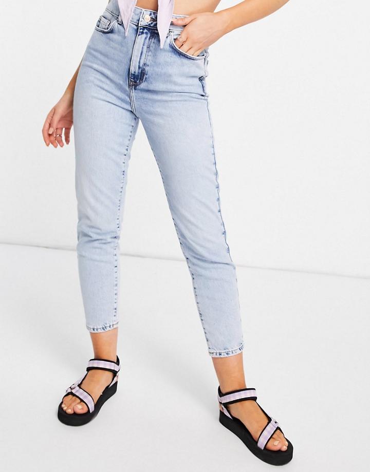 New Look Waist Enhance Mom Jean In Light Blue-blues