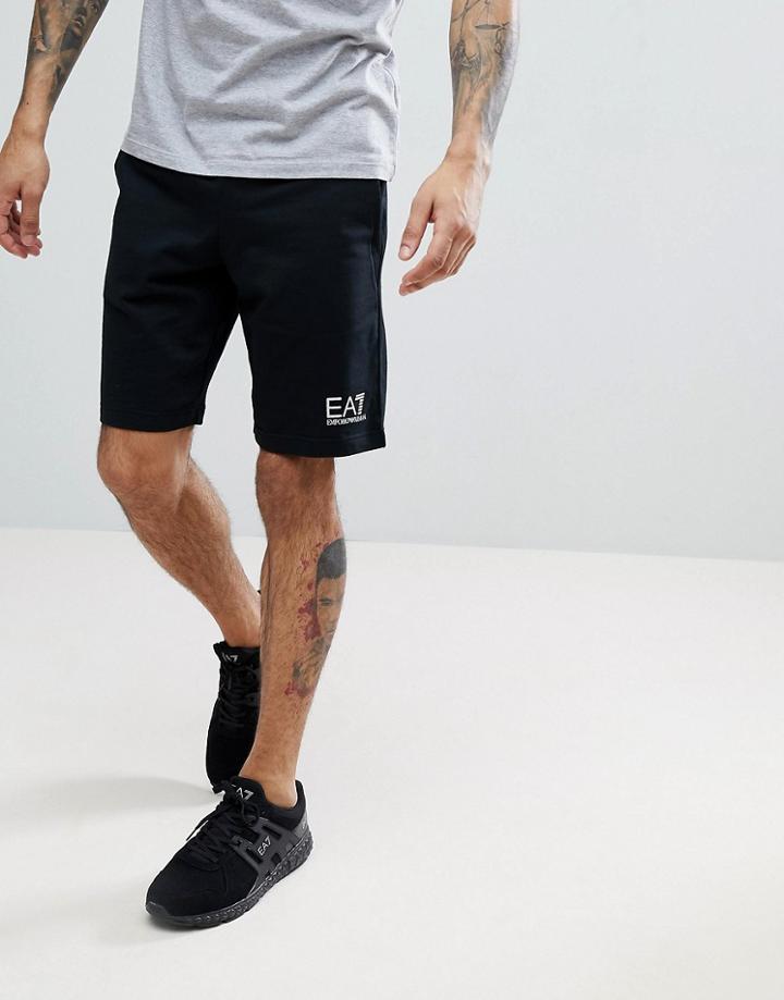 Ea7 Small Logo Sweat Shorts In Black - Black