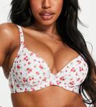 Peek & Beau Fuller Bust Exclusive Polyester Underwire Bikini Top In Ditsy Red Floral Print - Multi
