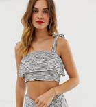 River Island Beach Crop Top In Stripe - Black
