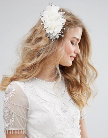 Loverocks London Lace & Rhinestone Hair Comb - Silver