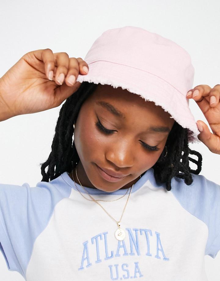 Asos Design Canvas Bucket Hat In Pink