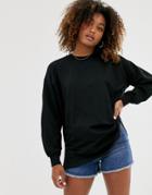 Asos Design Super Oversized Lightweight Sweat With Side Splits In Black