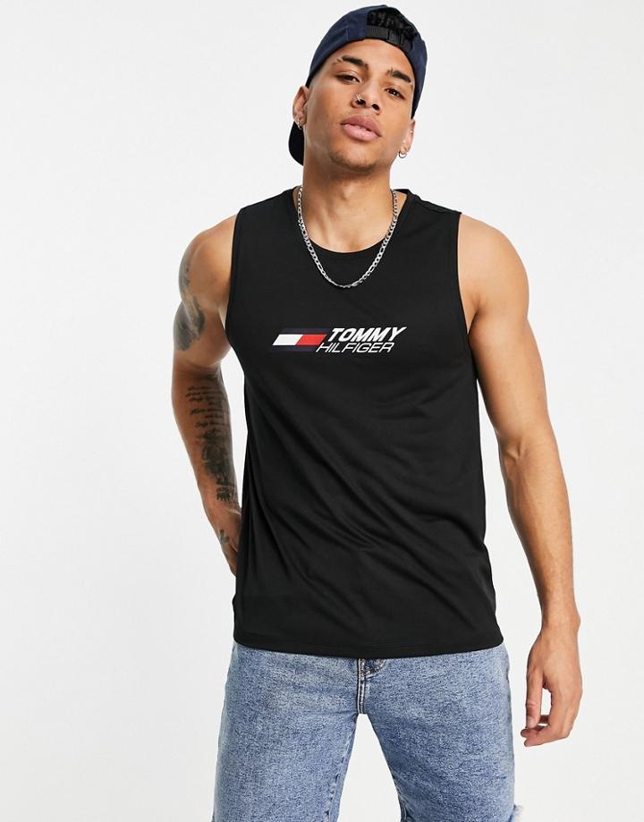Tommy Hilfiger Performance Relaxed Fit Essential Training Tank In Black