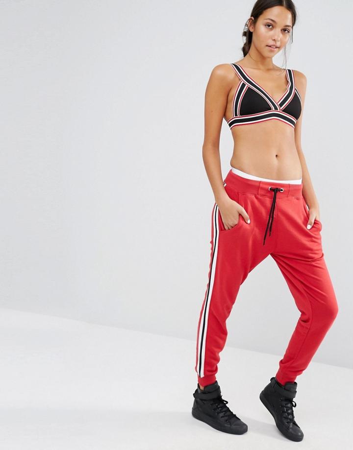 Missguided Side Stripe Jogger - Red