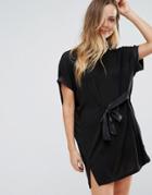 Wal G Tie Front Tunic Dress - Black