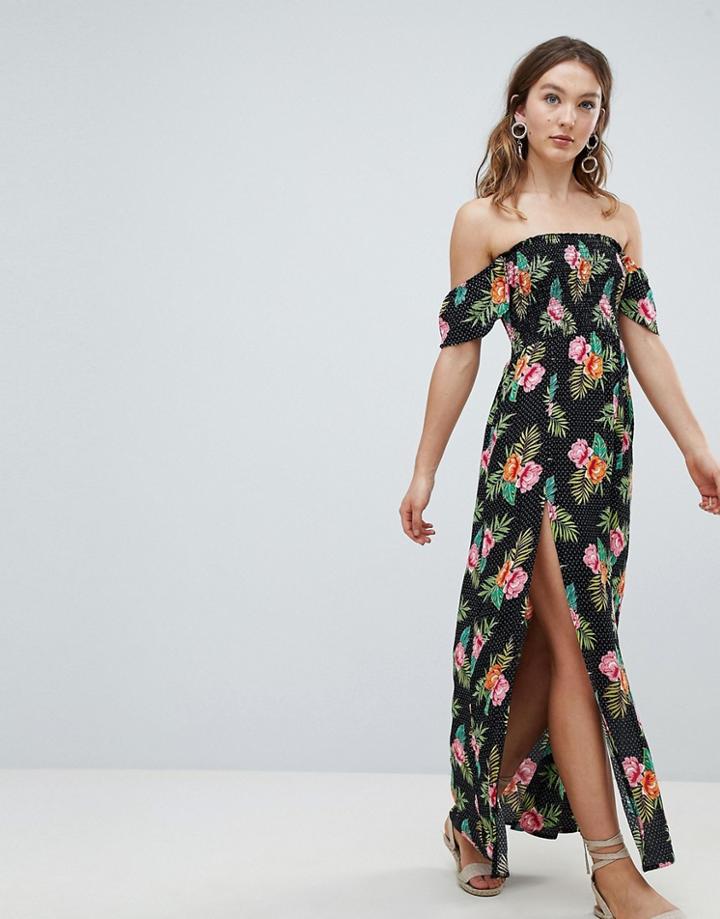 New Look Printed Maxi Beach Dress - Black