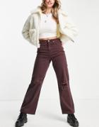 Urban Bliss Ripped 90's Jean In Washed Maroon-red