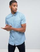 New Look Regular Fit Denim Shirt With Geo Print - Blue