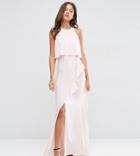 Asos Tall Crop Top Ruffle Split Maxi Dress - Pink