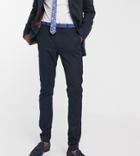 Asos Design Tall Wedding Super Skinny Suit Pants In Wool Look In Navy