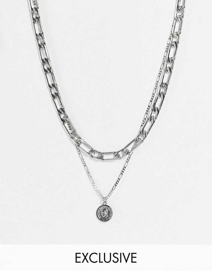 Reclaimed Vintage Inspired Necklaces With Chunky Chain And St Christopher Pendant In Silver