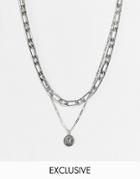 Reclaimed Vintage Inspired Necklaces With Chunky Chain And St Christopher Pendant In Silver