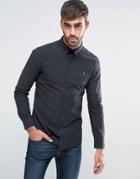 Farah Oxford Shirt With Black Weft Slim Fit In Coal - Gray