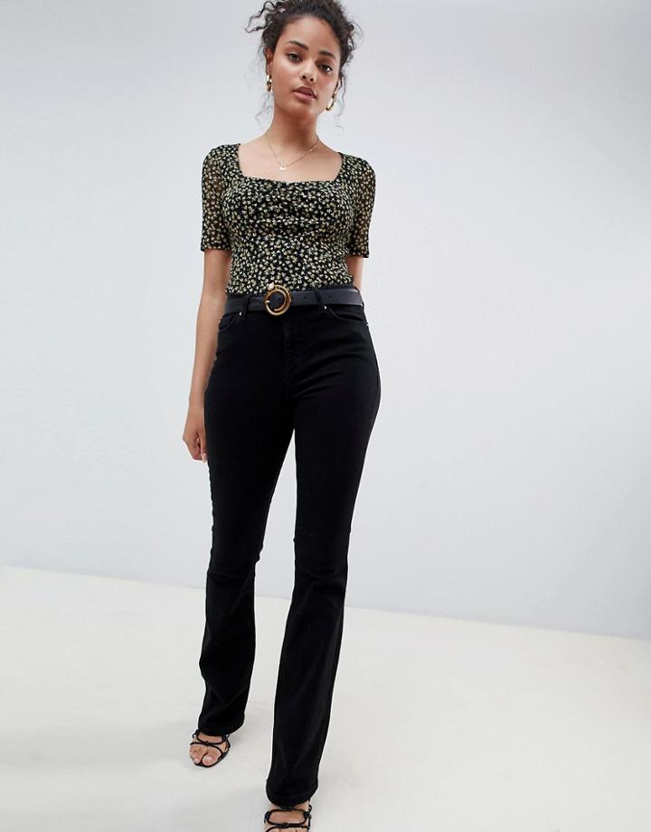 Miss Selfridge Skinny Flare Jean In Black - Black