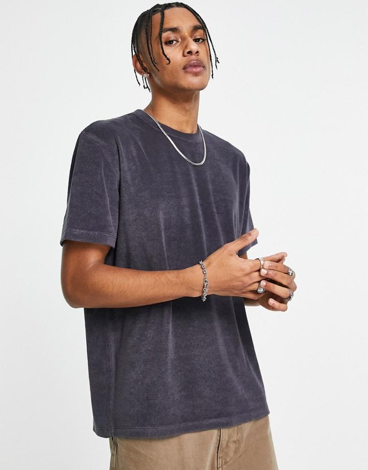 Asos Design Relaxed T-shirt In Gray Towelling