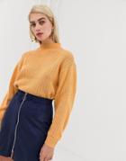 Vero Moda Funnel Neck Stripe Textured Sweater - Yellow