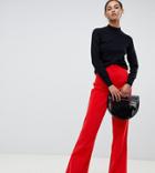 Asos Design Tall Slim Kickflare Pants In Cord - Red