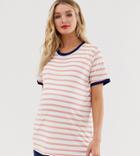 Asos Design Maternity Nursing Stripe T-shirt With Contrast Binding