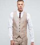 Heart & Dagger Skinny Suit Vests In Linen-beige
