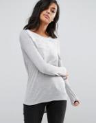 Vero Moda Drapey Cowl Hem Shirt With Lace Yoke - Multi