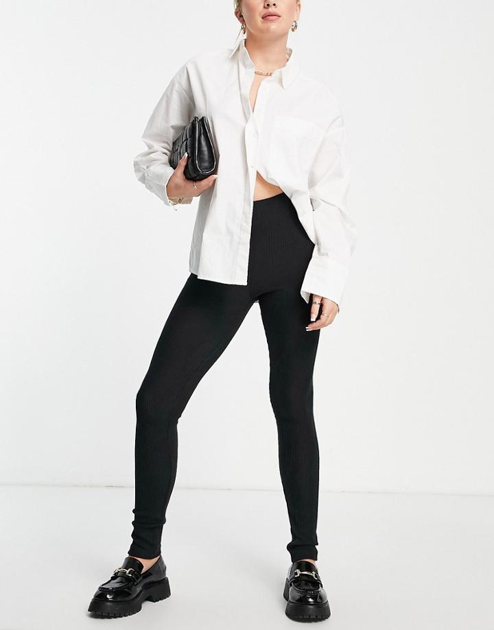 Vero Moda Ribbed Leggings In Black