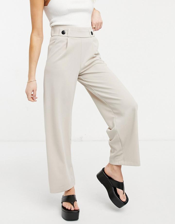 Jdy Wide Leg Jersey Pants In Stone-grey