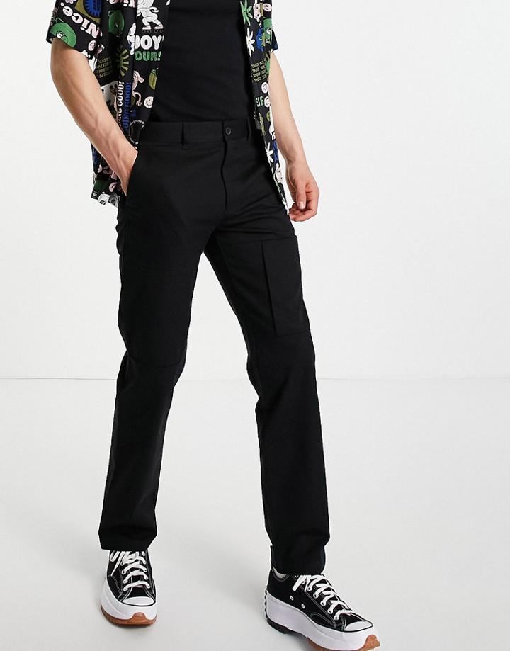 Topman Straight Pants In Black
