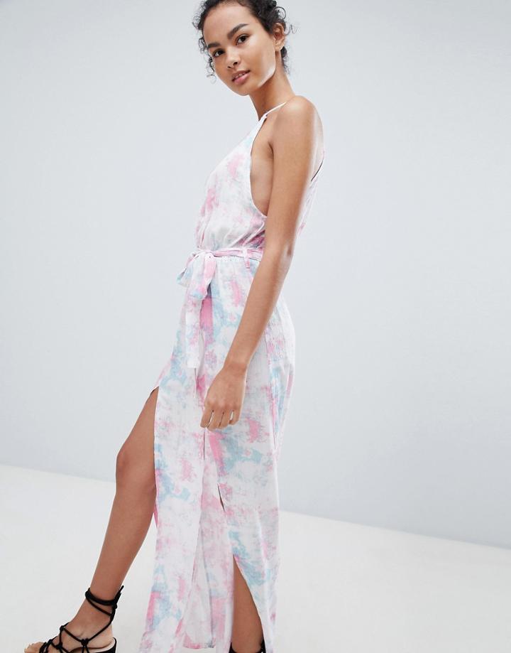 Influence Tie Dye Side Split Beach Dress-multi